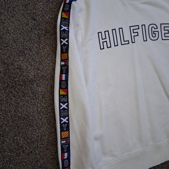 Vintage Y2K 90s Tommy Hilfiger Crewneck Sweatshirt White Retro Streetwear XXL - Picture 4 of 7